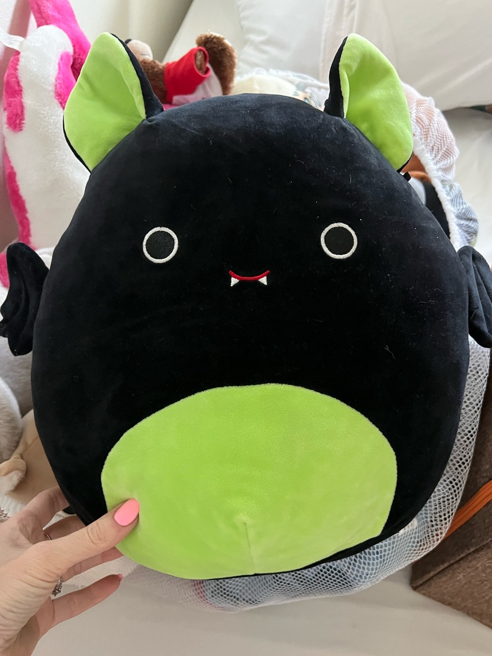 Squishmallow Plush Bat Soft Toy - Black with Lime Green Accent